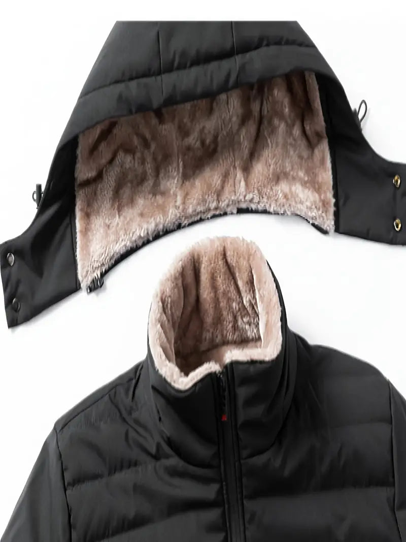 Heidi-Mode - Herren warme Fleecejacke mit Kapuze - winddichte Jacke mit Reißverschlusstaschen für Herbst und Winter