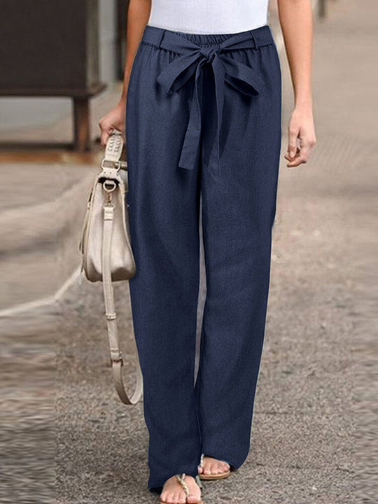 Heidi-Mode | Damen Bequeme Hose aus Baumwolle und Leinen In Unifarben