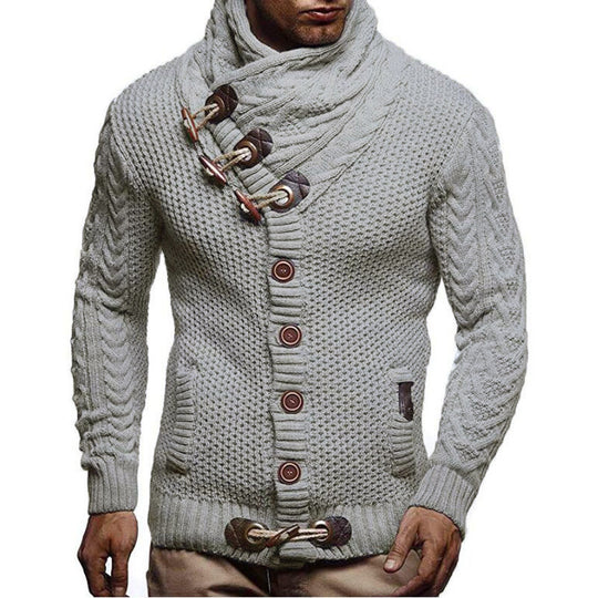 Herren Strickjacke mit asymmetrischem Kragen Heidi-Mode