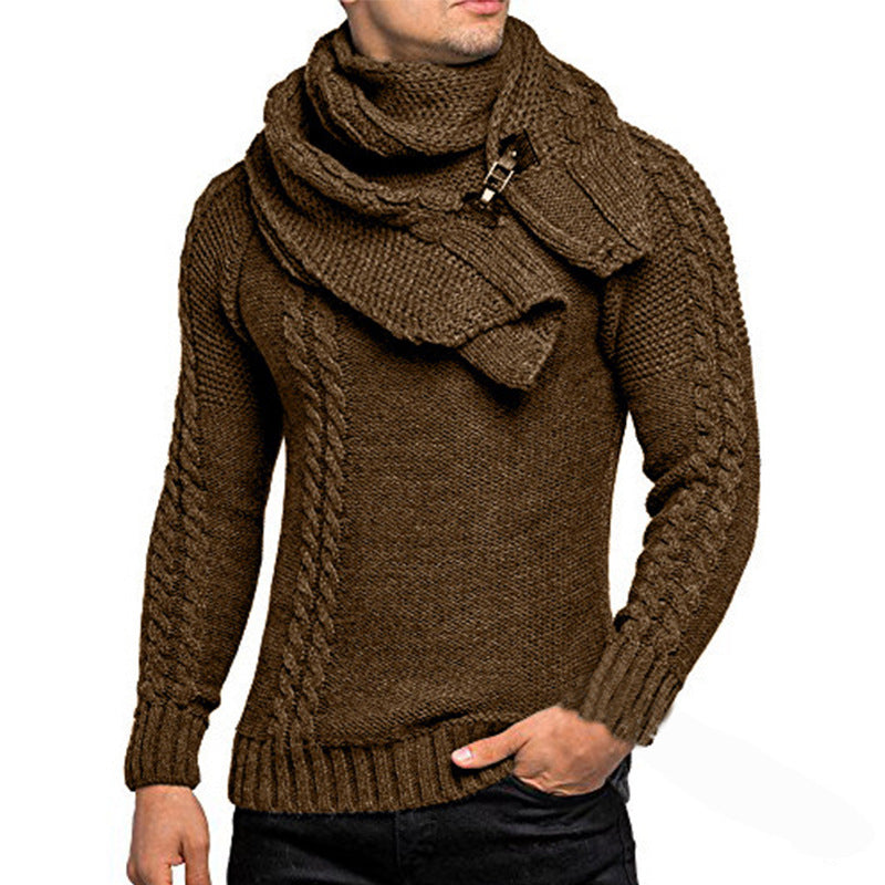 Herren Strickpullover mit elegantem Zopfmuster und modischem Schal Heidi-Mode