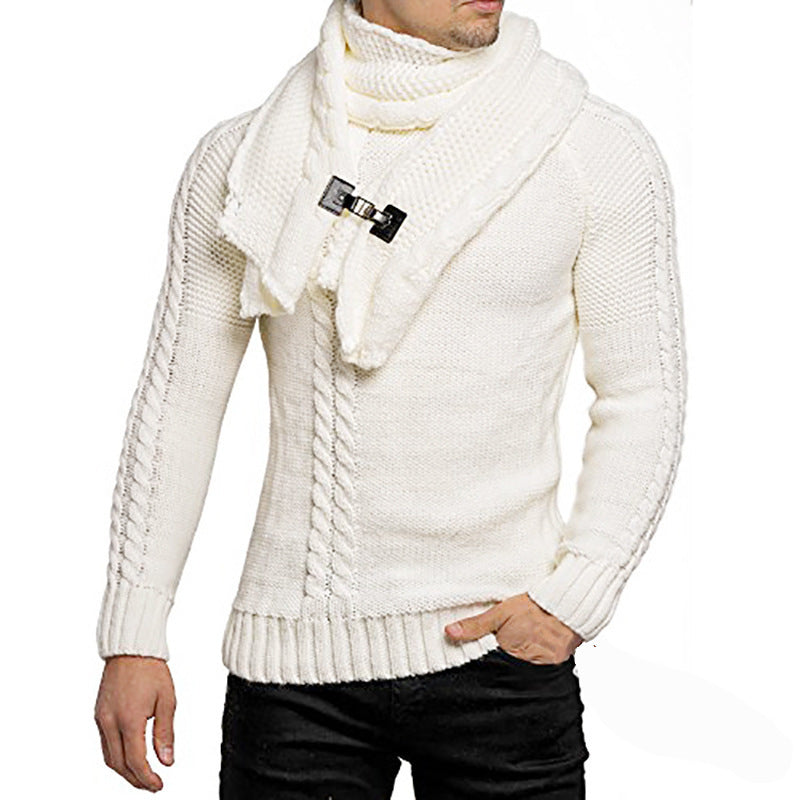 Herren Strickpullover mit elegantem Zopfmuster und modischem Schal Heidi-Mode