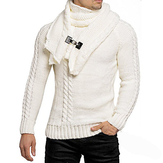 Herren Strickpullover mit elegantem Zopfmuster und modischem Schal Heidi-Mode