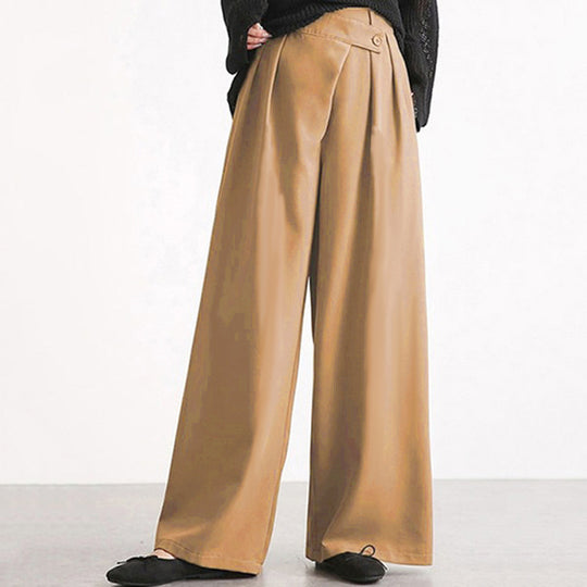 Damen Hochtaillierte weite Hose mit eleganter Faltenteilung Heidi-Mode