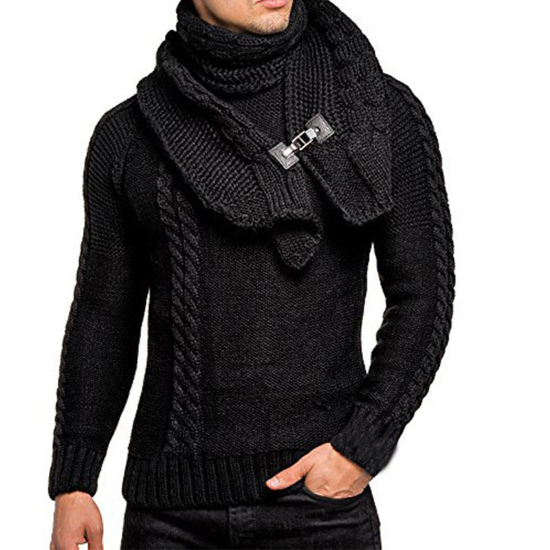 Herren Strickpullover mit elegantem Zopfmuster und modischem Schal Heidi-Mode