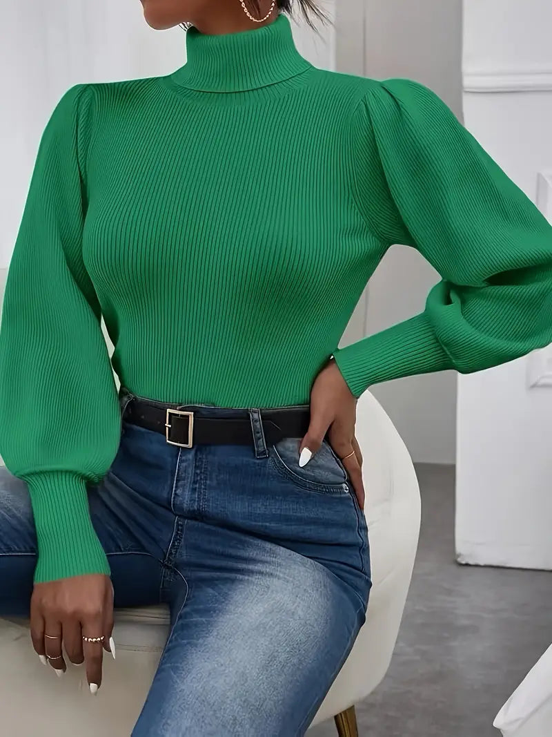 Heidi-Mode | Geschnittener Pullover mit eleganten Laternenärmeln