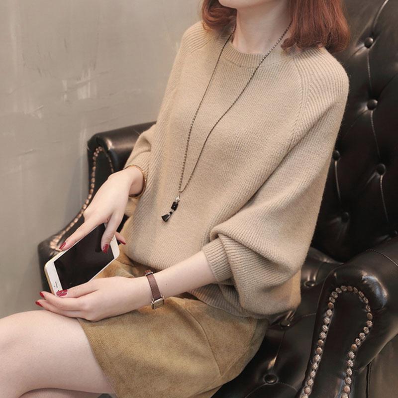 Damen Gemütlicher Strickpullover mit lässigem Schnitt und weiten Ärmeln Heidi-Mode