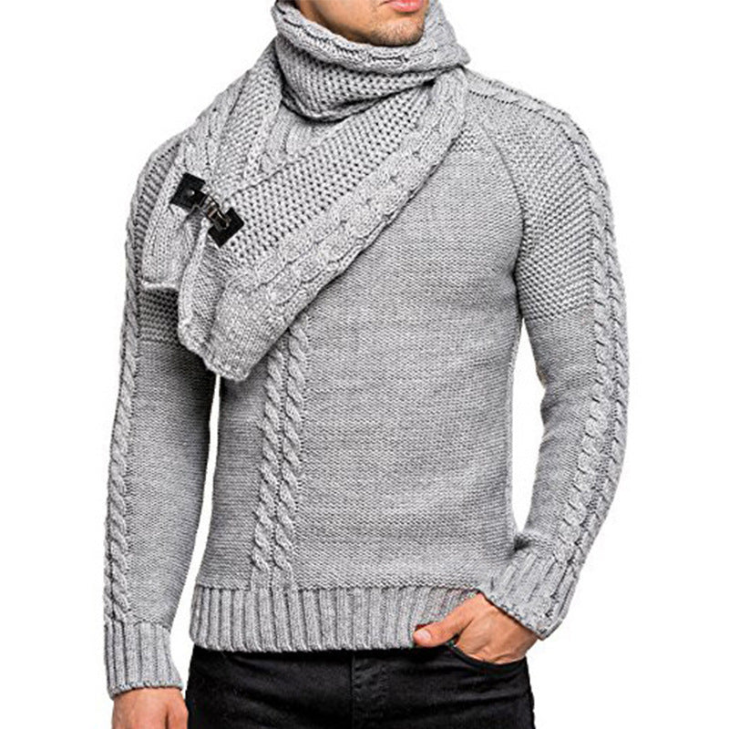 Herren Strickpullover mit elegantem Zopfmuster und modischem Schal Heidi-Mode