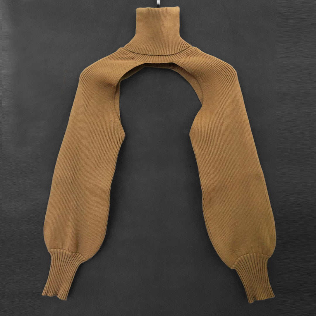 Damen Strickoberteil mit innovativem Schnitt und hohem Kragen Heidi-Mode