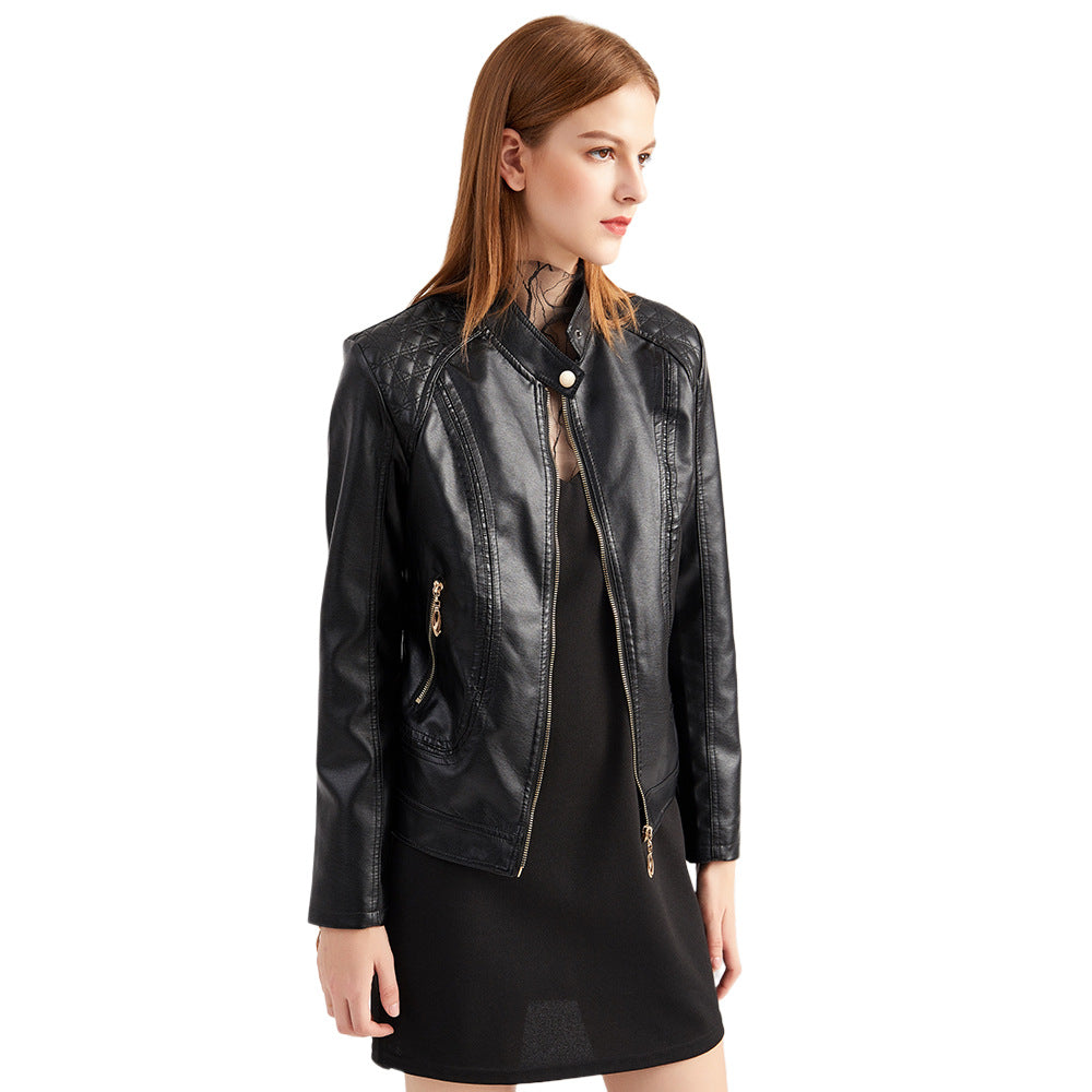 Damen Kunstlederjacke mit modischen Steppdetails Heidi-Mode