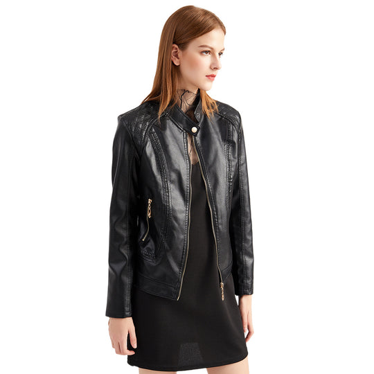 Damen Kunstlederjacke mit modischen Steppdetails Heidi-Mode