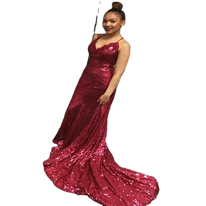 Damen Glamouröses Langarmkleid mit schimmernden Pailletten Heidi-Mode