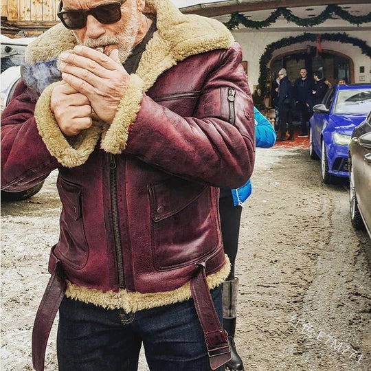 Herren authentische Lammlederjacke mit gefüttertem Stehkragen Heidi-Mode