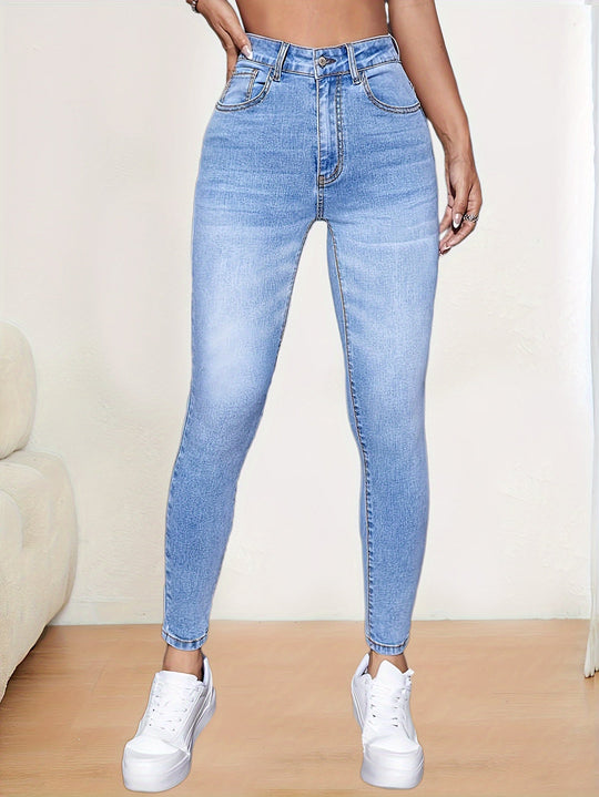 Heidi-Mode | Hohe Taille Skinny Jeans In Einfarbig