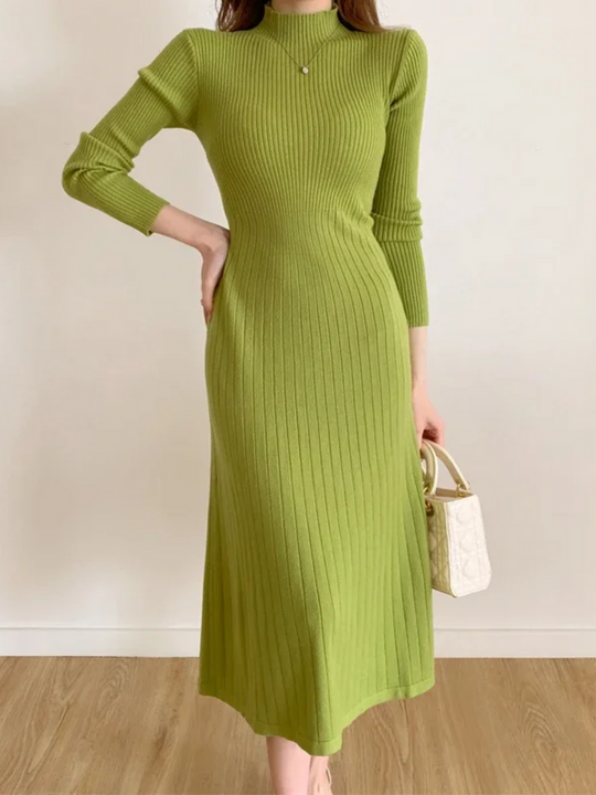 Strick Maxi-Kleid Mit Langen Ärmeln Damen