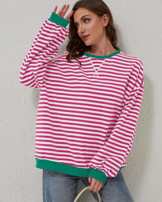 Heidi-Mode | Übergrößen Streifen Langarm Sweatshirt