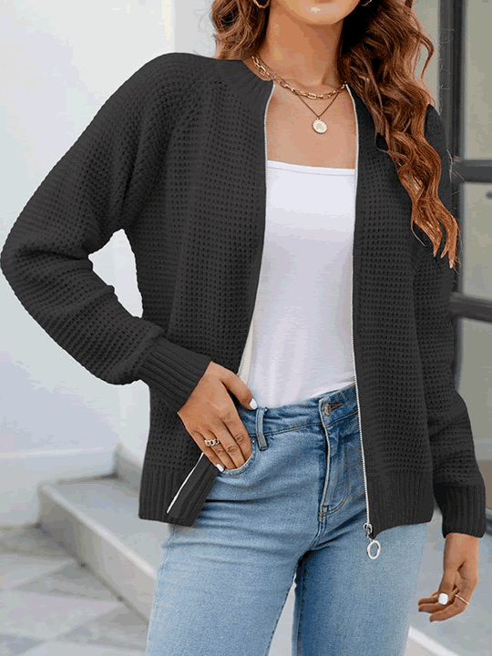 Damen Casual Cardigan mit Reißverschluss