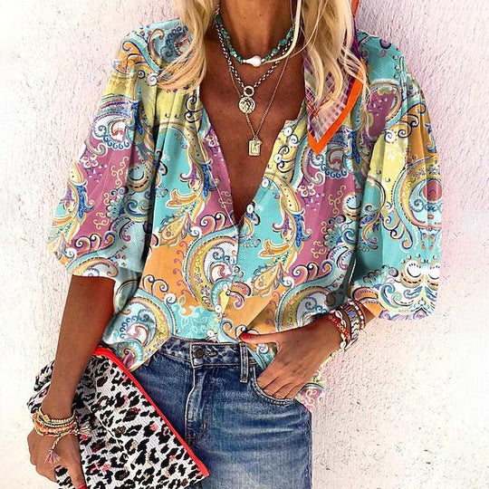 Heidi-Mode | Elegantes Halbarmiges Oberteil mit Knopf