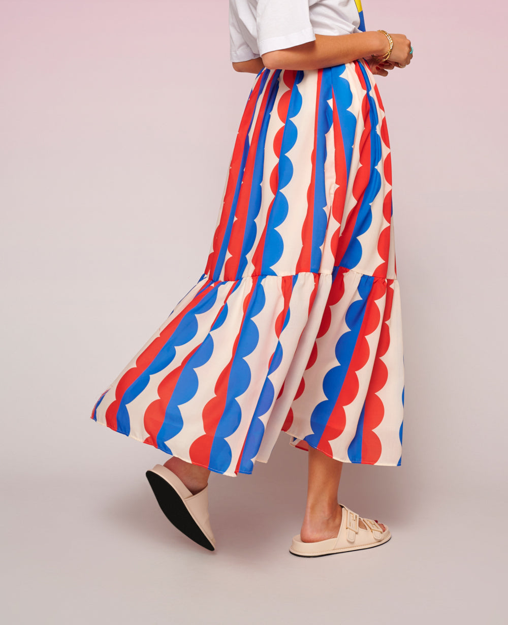 SKIRT "UBERTA" IVORY/RED/BLUE