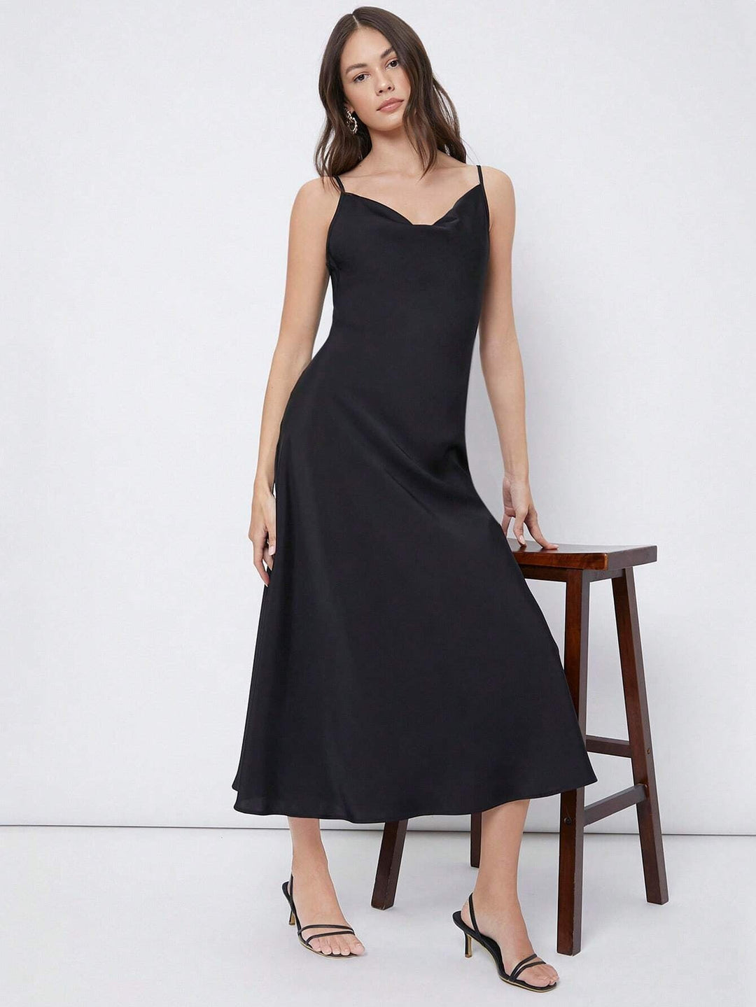 Heidi-Mode | Freizeit Satin Maxi Kleid