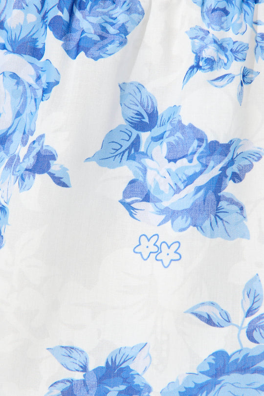 Trendige blaue blumige Midi-Kleid