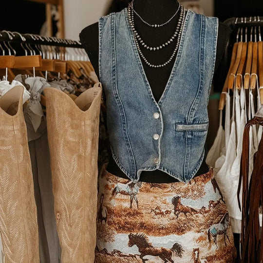 Heidi-Mode | Neck Denim Weste