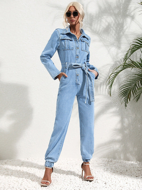 Trendiger Jeans-Overall mit Pattentaschen