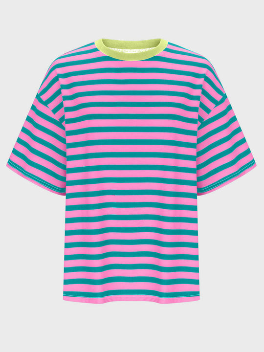 Heidi-Mode | Gestreiftes Rundhals-Halbarm-T-Shirt