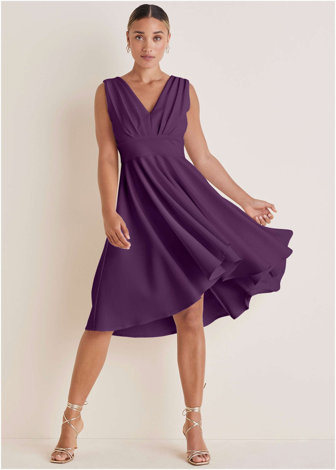 Heidi-Mode | Rüschentop-Hochtiefe Kleid Lila