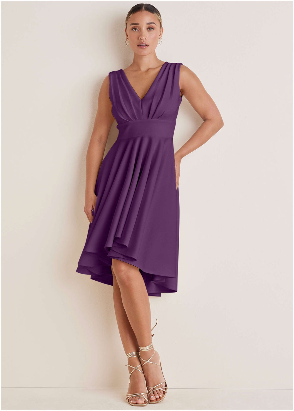 Heidi-Mode | Rüschentop-Hochtiefe Kleid Lila
