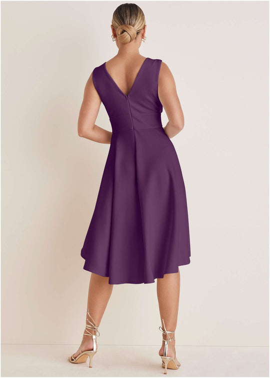 Heidi-Mode | Rüschentop-Hochtiefe Kleid Lila