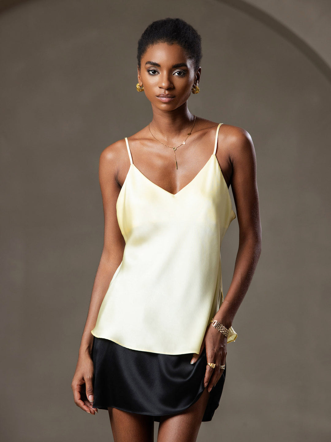 Heidi-Mode | V-Ausschnitt Reine Seide Spaghettiträger Camisole Top