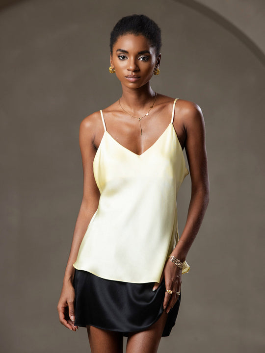 Heidi-Mode | V-Ausschnitt Reine Seide Spaghettiträger Camisole Top