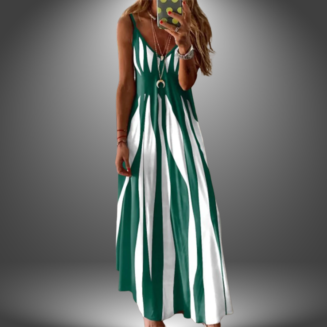 Heidi-Mode | Gestreiftes, Ärmelloses Maxikleid