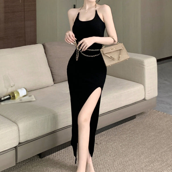 Heidi-Mode | Halterneck Cami Kleid Lange Ärmel Outerwear