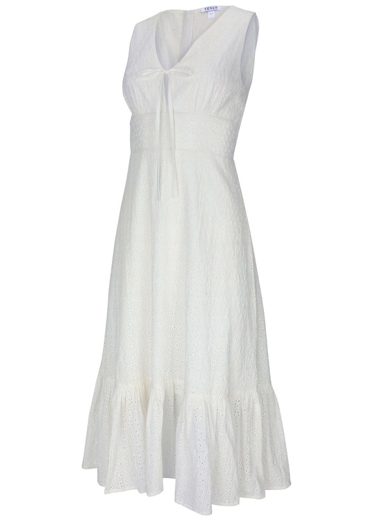 Heidi-Mode | Ärmelloses Augenloch Midi Off White