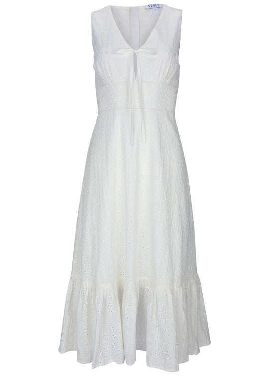 Heidi-Mode | Ärmelloses Augenloch Midi Off White