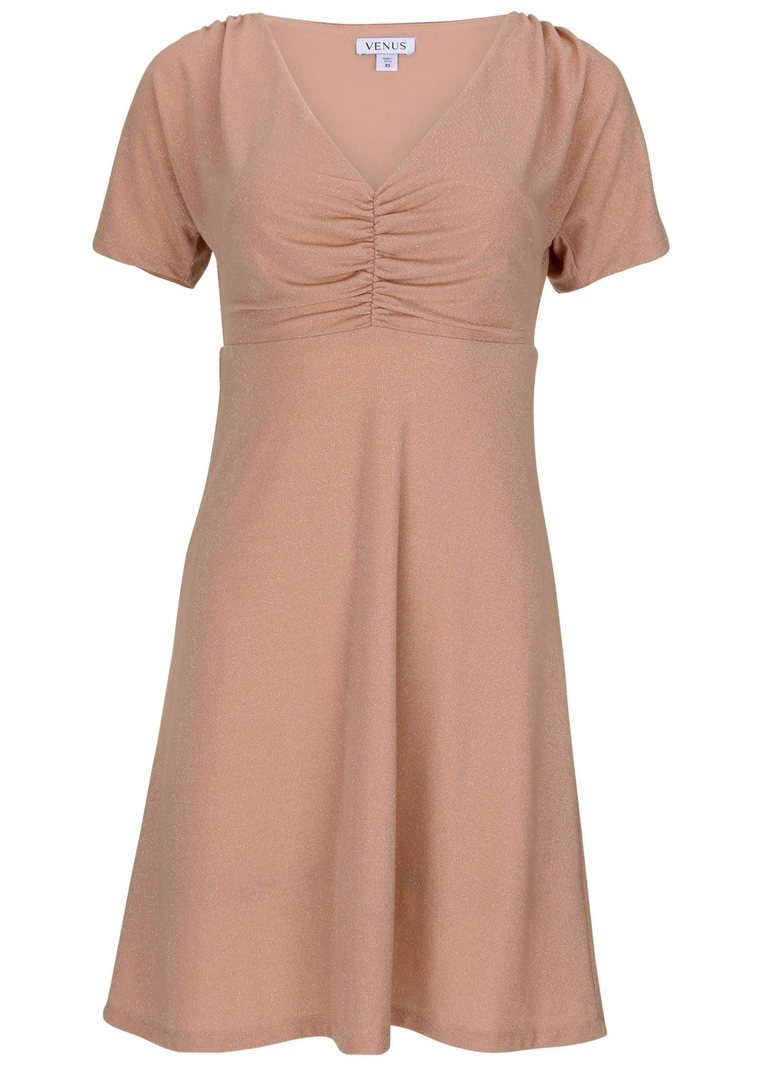 Heidi-Mode | Glitzer Mini Kleid Champagner Blush