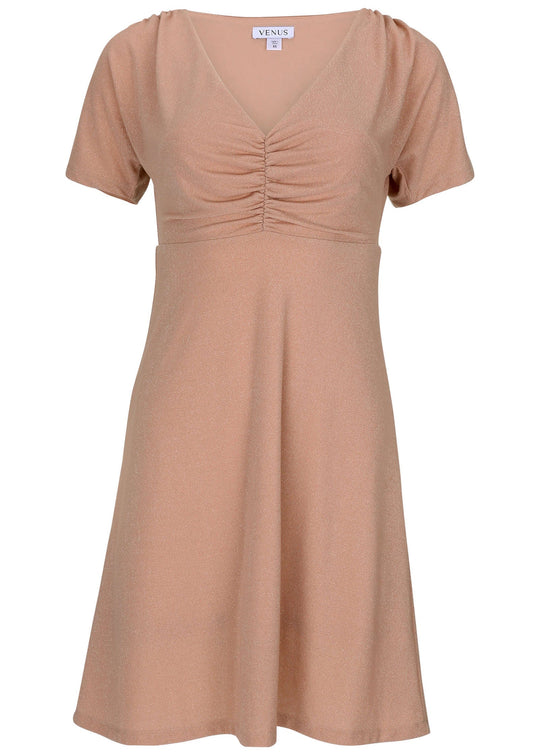 Heidi-Mode | Glitzer Mini Kleid Champagner Blush