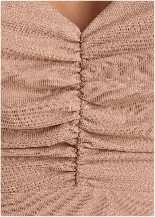 Heidi-Mode | Glitzer Mini Kleid Champagner Blush