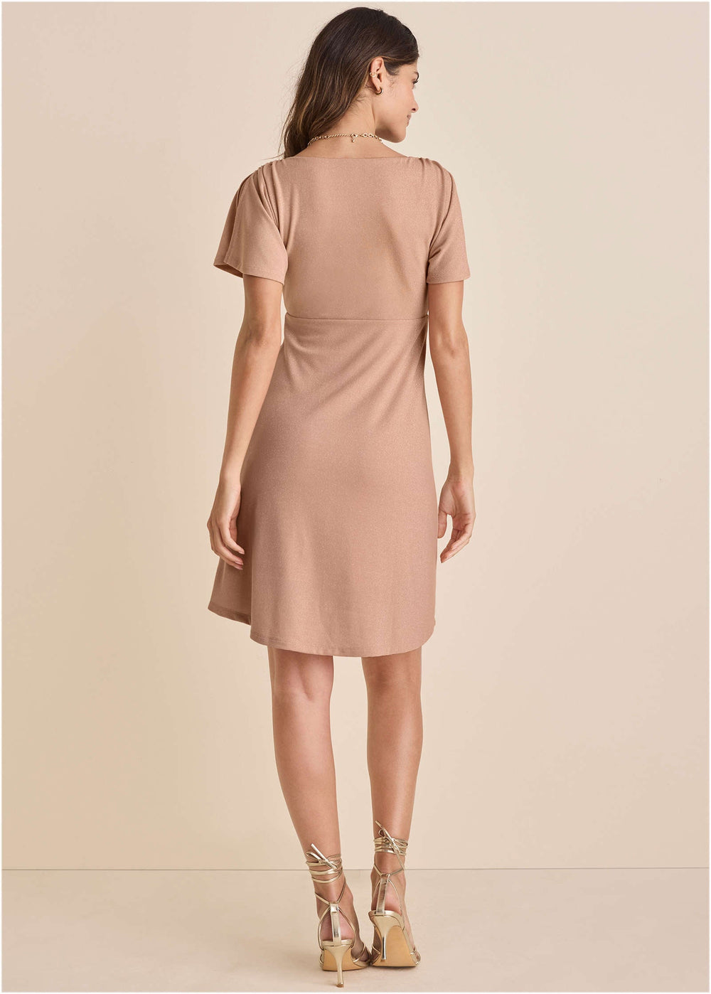 Heidi-Mode | Glitzer Mini Kleid Champagner Blush
