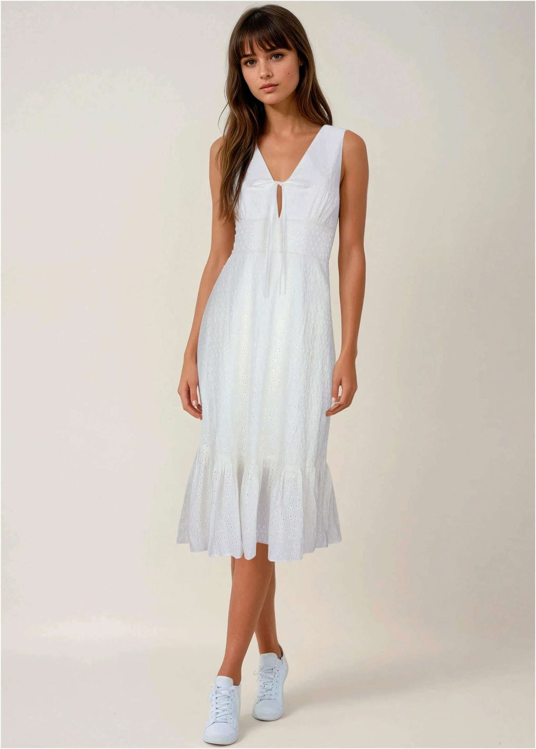 Heidi-Mode | Ärmelloses Augenloch Midi Off White
