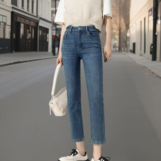 Trendige Denim-Hose mit Ausschnitt