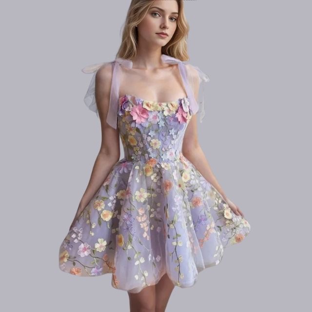 Cocktailkleid mit Blumenapplikationen - Rosalie