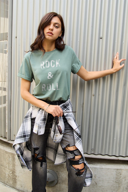 Heidi-Mode | Simply Love Full Size Rock & Roll Kurzarm T-Shirt