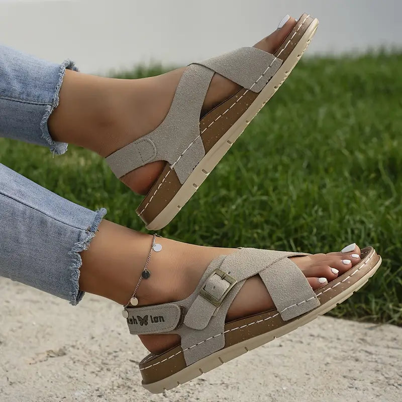 Heidi-Mode | Kreuzen Sie Riemen Plattform Weiche Sohle Sandalen