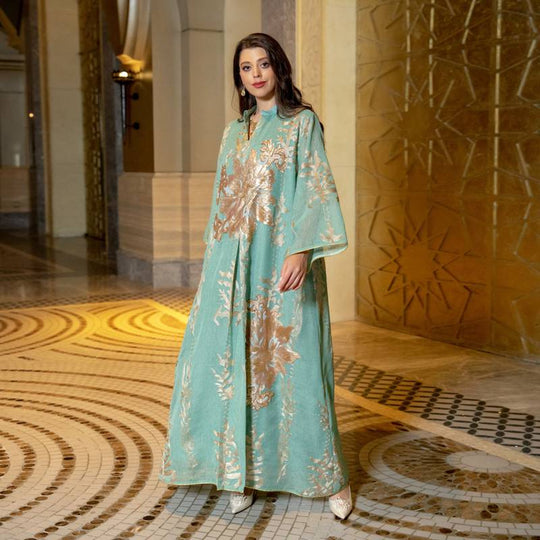 Heidi-Mode | Eid Luxus Kaftan Kaftan Kleid Jalabiya mit Pailletten Bestickt