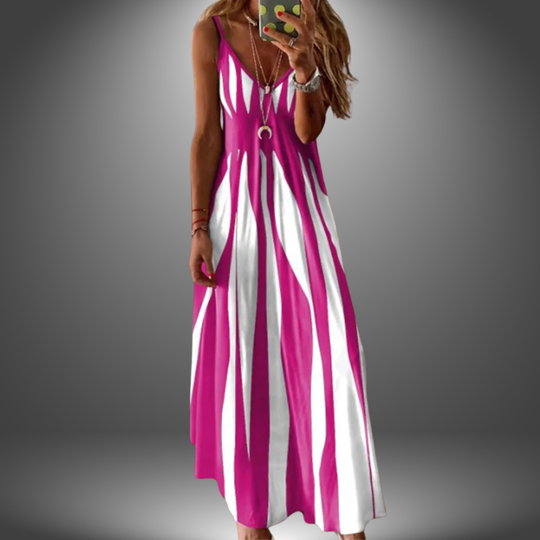 Heidi-Mode | Gestreiftes, Ärmelloses Maxikleid