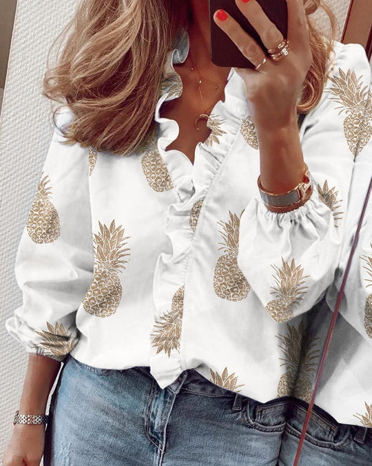 Heidi-Mode | Langarm-Rüschenshirt Bluse