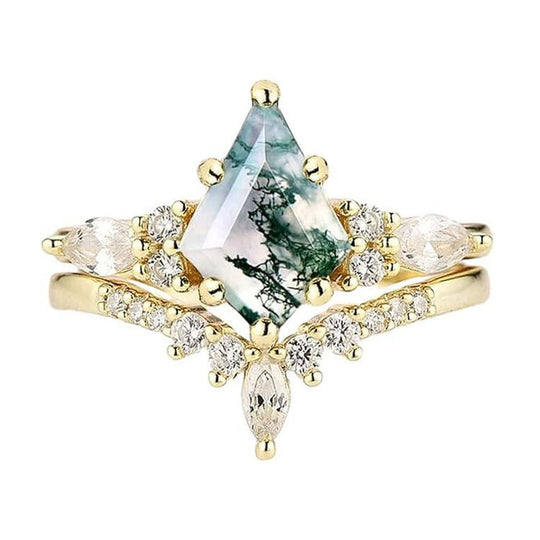 Grüner Moosachat Ring