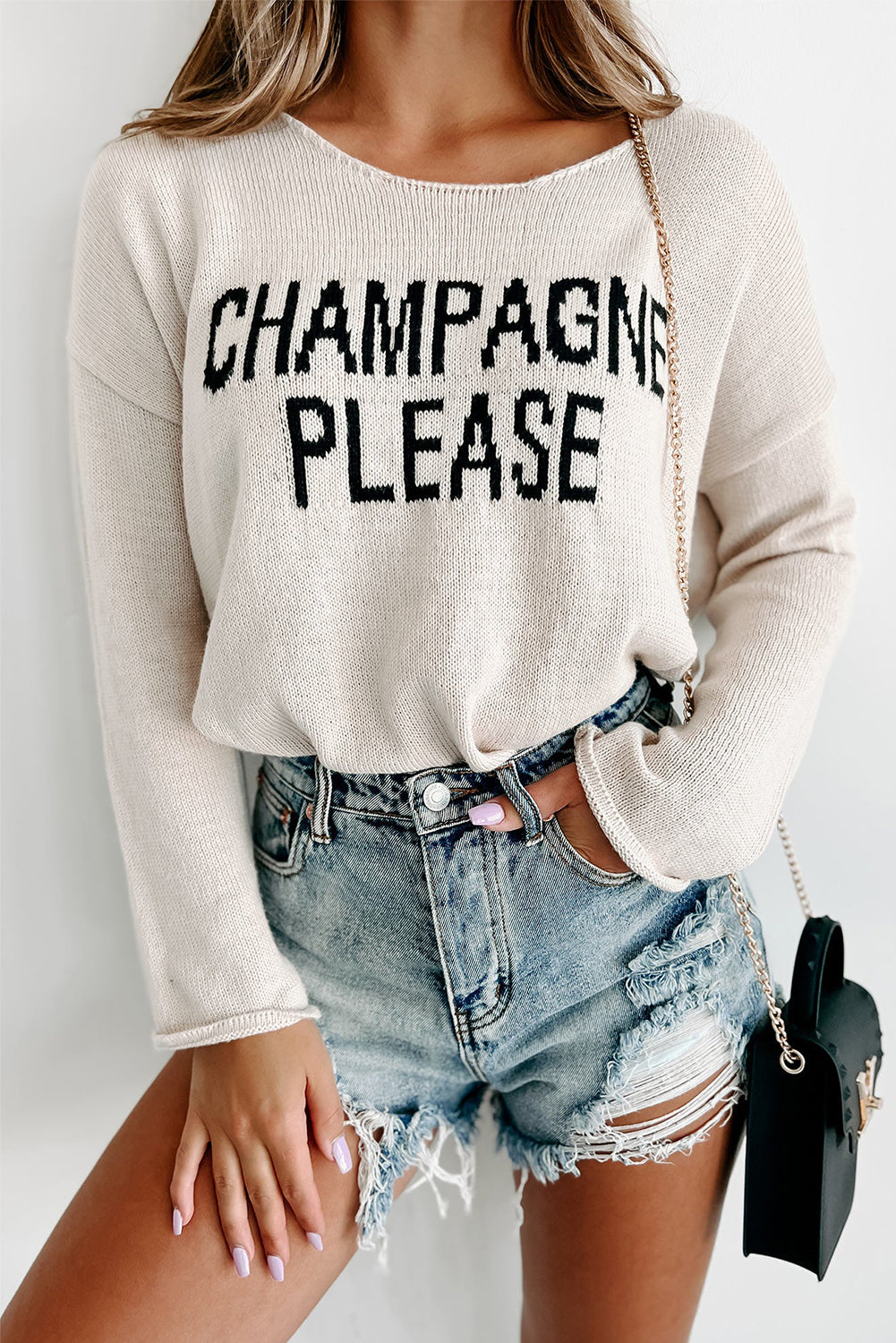 Champagne Please Grafik Pullover